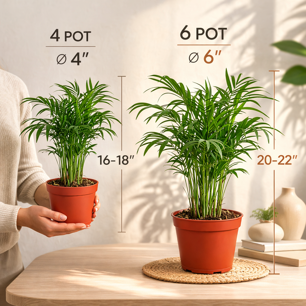 Big, samll. medium Parlor Palm