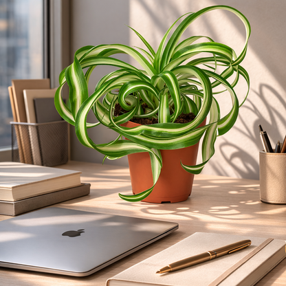 Small spider plant for desk